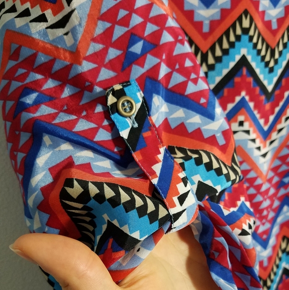 Feathers colorful tribal print tunic dress, 2X - Picture 3 of 14